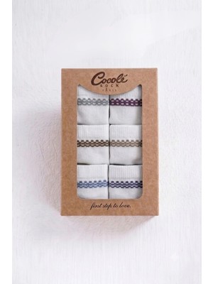 Cocole Socks Erkek Bebek Soket Çorabı Kraft Kutulu 6'lı Set Pamuklu 0-1 Yaş Bilek Detaylı