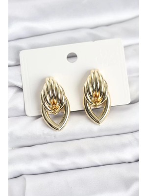 Aydogan's Pirinç Gold Renk Sarmal Damla Model Vintage Kadın Küpe - TJ-BKP11638