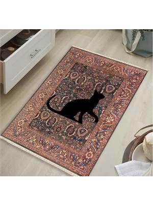 Vivense Black Cat Baskılı Dokuma Taban Halı, 215 Yng, 120X180  cm