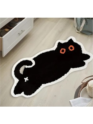 Vivense Black Cat Baskılı Dokuma Taban Halı, 214 Yng, 100X200  cm