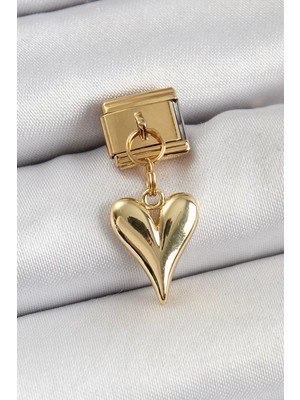 Aydogan's 316L Çelik Sallantılı Kalp Model Gold Renk Nomination Charm - TJ-BC1399