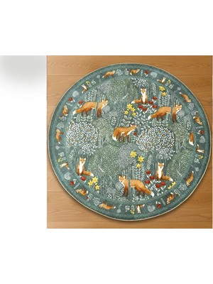 Vivense Fox Baskılı Yuvarlak Dokuma Taban Halı, 175 Yng, 120X120 cm