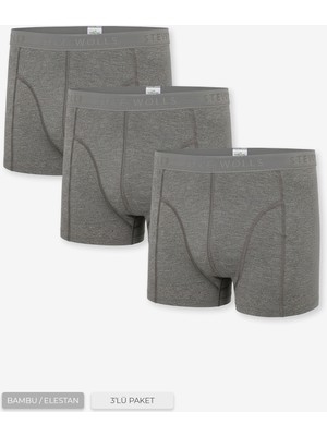 Erkek Gri 3’lü Klasik Bambu Boxer - 25101