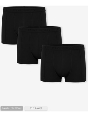 Erkek Siyah 3’lü Klasik Bambu Boxer - 25101