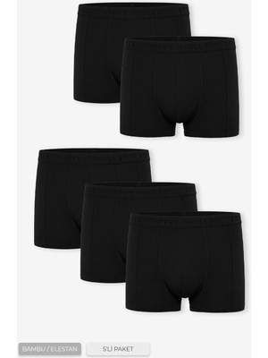 Erkek Siyah 5’li Klasik Bambu Boxer - 25103  (BS100)