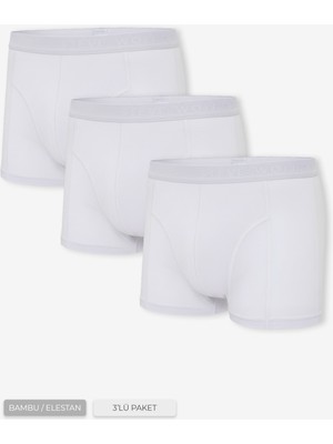 Erkek Beyaz 3’lü Klasik Bambu Boxer - 25101