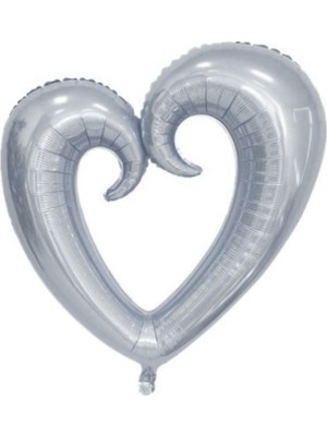 BenimMarifetlerim Ortası Boş Gümüş Kalp Folyo Balon 40 Inch 90 cm