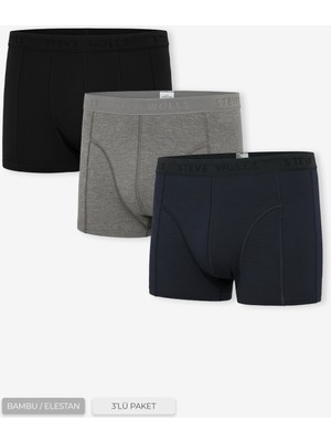Erkek 3’lü Renkli Bambu Boxer - 25102