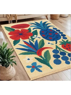 Vivense Red Fruits Baskılı Dokuma Taban Halı, 246 Yng, 80X150  cm