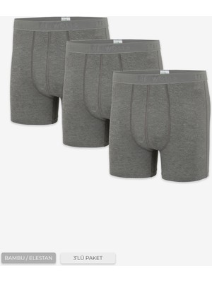Steve Wolls Erkek Gri 3’lü Uzun Paça Bambu Boxer - 25201