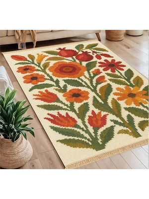 Vivense Buket Baskılı Dokuma Taban Halı, 247 Yng, 120X180  cm