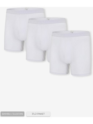 Steve Wolls Erkek Beyaz 3’lü Uzun Paça Bambu Boxer - 25201