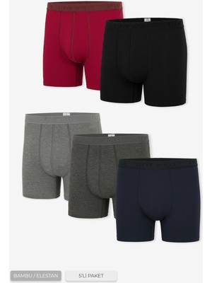 Steve Wolls Erkek Renkli 5’li Uzun Paça Bambu Boxer - 25204 (BUK100)