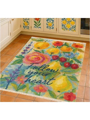 Vivense Follow Your Heart Tropikal Temalı Baskılı Dokuma Taban Halı, 268 Yng, 80X150  cm