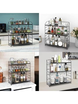 TeknoKapsül Ayarlanabilir Raflı 40CM Baharatlık, Organizer, Düzenleyizi Tezgahüstü Banyo, Mutfak, Ofis Model-1