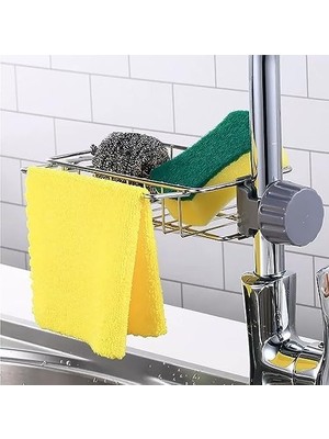 TeknoKapsül Musluk Depolama Rafı, Lavabo Süzgeci, Sünger Tutucu, Tahliye Kutulu Mutfak Sabunluğu, Delmeden Asıl