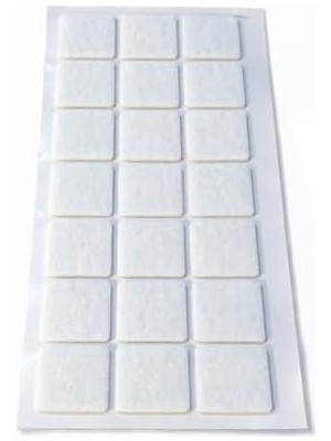 TeknoKapsül Yapışkanlı Keçe Ped, 30MM x 30MM, 21 Parça, Kare, Beyaz, Koltuk Ayağı Için, Parke Zemin Koruma, Çiz