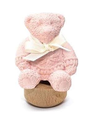 TeknoKapsül Mi̇ssi̇ Ahşap Kaideli New Baby Kokulu Pembe Ayıcık Seramik Koku Taşı