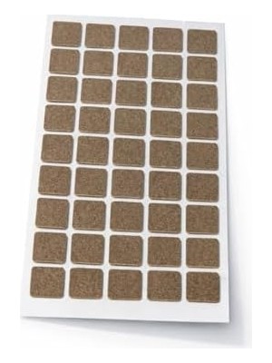 TeknoKapsül Yapışkanlı Keçe Ped, Kahverengi, Kare, Koltuk Ayağı Için, Çizilmeyi Gürültüyü (20X20)