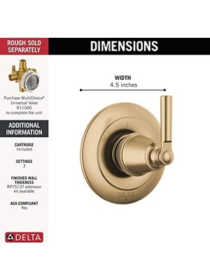 TeknoKapsül Saylor 3 Ayar Duş Kolu Saptırıcı Kiti, Saptırıcı Valf Kiti, Duş Saptırıcı Kiti, Şampanya Bronz T118
