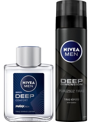 TeknoKapsül Men Erkek Deep Dimension Tıraş Seti, Tıraş Köpüğü 200ML Tıraş Sonrası Losyon 100ML, Kaygan Tıraş