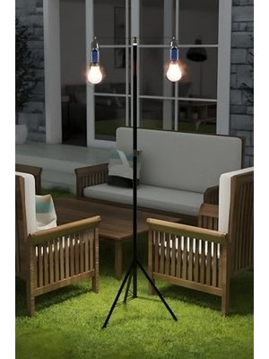 TeknoKapsül 2 Lambalı, Askılı, 3 Modlu, Şarjlı, LED Solar Güneş Enerjili, 2 mt Metal Standli, Su Geçirmez, Kita