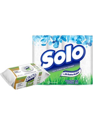 TeknoKapsül Solo Yüzey Temizleme Mendili Doğal Güç Beyaz Sabun + Solo 32'li Tuvalet Kağıdı