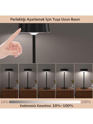 TeknoKapsül Solar Şarjlı Masa Lambası Dimmerli Dekoratif Dokunmatik Cafe Lambası Üç Işık Modu