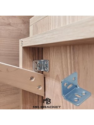 TeknoKapsül Mr.bracket 10 Ad. L Demir Gönye Köşebent 30X25X25MM - Mobilya Dolap Raf Masa Köşe Bağlantı Birleşti