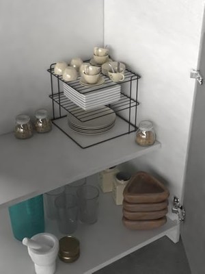 TeknoKapsül Büyük Boy 3 Katlı Tabaklık Dolap Içi Düzenleyici Organizer Tezgah Banyo Tabak Bardak Düzenleme