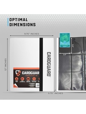 TeknoKapsül Cardguard Trading Card Pro-Folio, 9 Cepli Yan Yükleme Sayfaları, 360 Kart Tutar, Beyaz