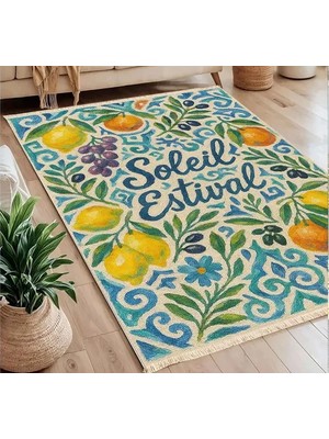Vivense Yaz Güneşi Akdeniz Temalı Baskılı Dokuma Taban Halı, 269 Yng, 120X180  cm