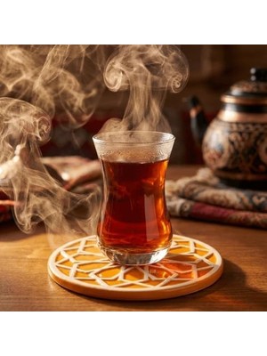TeknoKapsül Saul El Yapımı Seramik Bardak Altlığı | Özel Kabartmalı Selçuklu Motifi | Otantik Bal Köpüğ