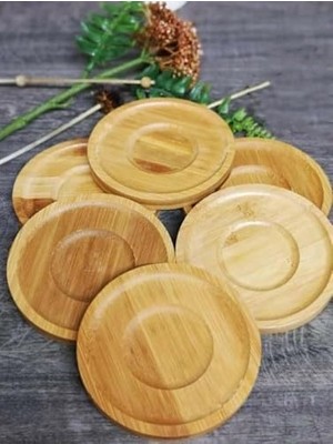 TeknoKapsül 6ADET Bambu Çay Tabağı, Çay Bardağı Altlığı, Estetik Sunum Sunumluk, Doğal Malzeme, Çevre Dostu
