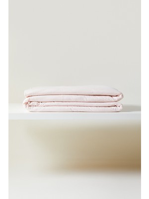 Ocean Home Textile %100 Pamuk Penye Pembe Kalp Nakışlı Çocuk Tek Kişilik Çok Amaçlı Örtü 155 x 215 cm