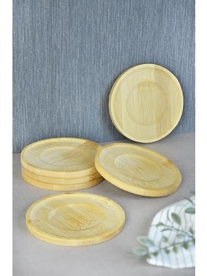 TeknoKapsül Bambu Serisi 10 cm Genişlikte Yuvarlak 6'lı Çay Bardağı Altlığı