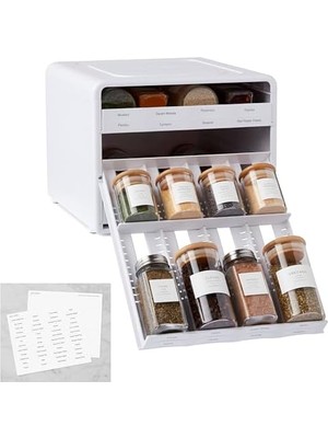 TeknoKapsül Spicestack Baharat Rafı, Ayarlanabilir, 24 Şişe, Beyaz