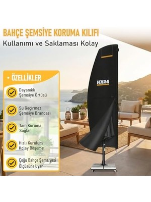 TeknoKapsül Bahçe Şemsiye Kılıfı, Parasol Konsol Şemsiyesi Brandası, Koruma Örtüsü, Su Geçirmez, Hava Koşulları