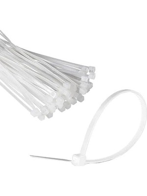TeknoKapsül Plastik Cırt Kelepçe, 4.8X350 Mm, Kablo Bağlama Aparatı, Beyaz