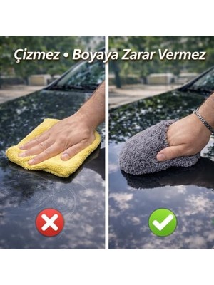 TeknoKapsül - 4 Parmak Cila Eldiveni, Mikrofiber Cila Uygulama Pedi, Araba Pasta Cilası Uygulama Wax Padi, Yıka
