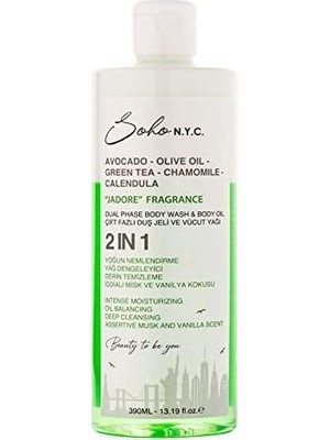 TeknoKapsül Soho N.y.c. Vegan Çift Fazlı Duş Jeli Yoğun Nemlendiricili Vücut Yağı-Jadore 390 ml
