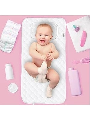 TeknoKapsül Çanta Boy Bebek Alt Açma Pedi, Sıvı Geçirmez, Tutmaz, Puantiyeli, Mavi, 40X70CM
