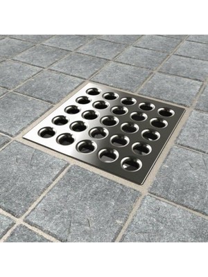 TeknoKapsül E4404 Square Shower Drain Grate, Brushed Nickel