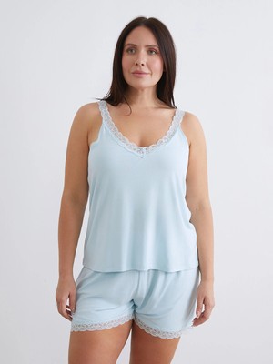 Lc Waikiki Yeni Sezon V Yaka Dantel Detaylı Kadın Pijama Üstü