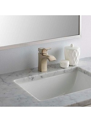 TeknoKapsül Venturi Banyo Lavabo Bataryası, Tek Kontrol, 1 Saplı, Tek Delikli, Spot Fırçalanmış Nikel K