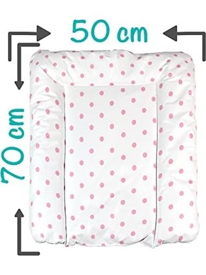 TeknoKapsül Elyaf Dolgulu Pvc Alt Değiştirme Minderi, Sıvı Geçirmez, Tutmaz, Puantiyeli, Pembe, 50X70CM