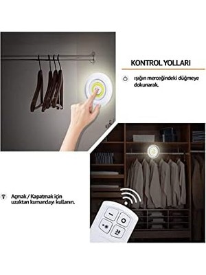TeknoKapsül Uzaktan Kumandalı Yapışkanlı 3'lü LED Spot Lamba