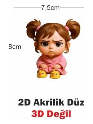 TeknoKapsül Araba Ayna Süsü, Araba Süsü, Çanta Aksesuarı - Sempatik Kız - Pleksi Malzeme, Uv Baskılı - 004