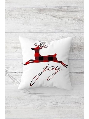TeknoKapsül Pelangi Yılbaşı Christmas Geyik Desen Gizli Fermuarlı Kırlent Kılıfı Koltuk Yastık Kılıfı TAKIM(4AD