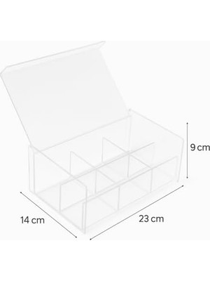 TeknoKapsül Şeffaf Kapaklı 6 Bölmeli Organizer Kutusu – Çay, Takı, Baharat, Aksesuar Küçük Eşyalar Için Düze